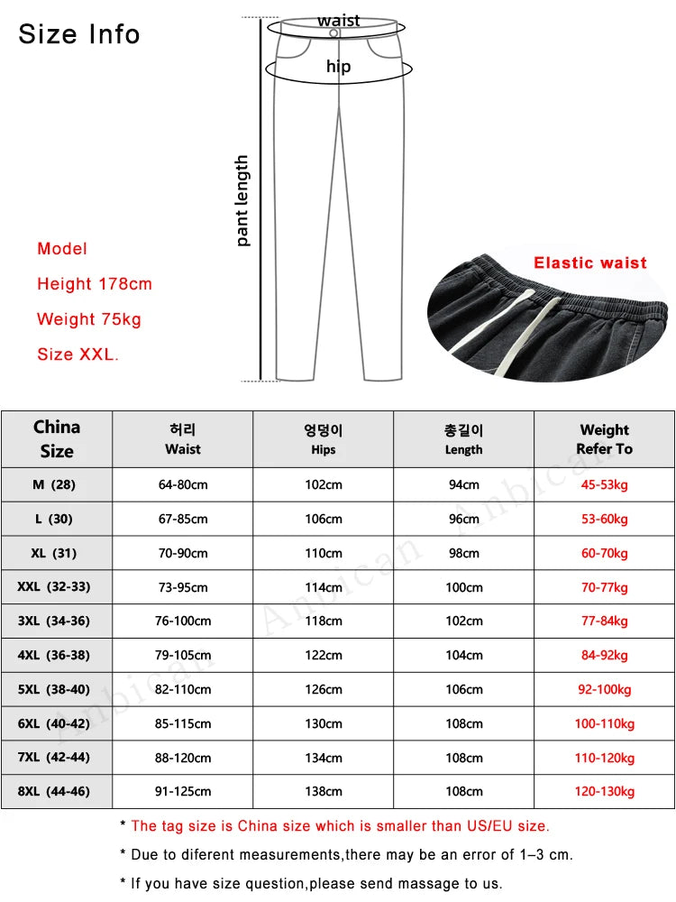 Men's Jeans Fashion Drawstring Stretched Cotton Baggy Denim Jogger Pants Men