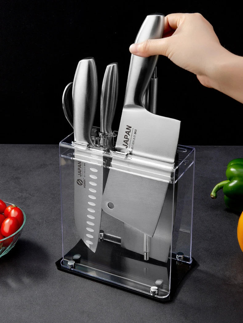 1-7pcs Chef Knife Set Hollow Handle Knife Set Stainless Steel Household Slicing Kitchen