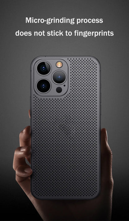 Breathable Cooling Case Ultra Thin Matte Mesh Hollow  Slim Hard iPhone 16 15 14 13 12 Pro Max Plus