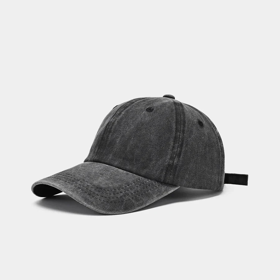 Hat Men's Washed Coated Baseball Cap Color Tile Korean Version Simple Dome Cap Solid Color Sports Sun Hat