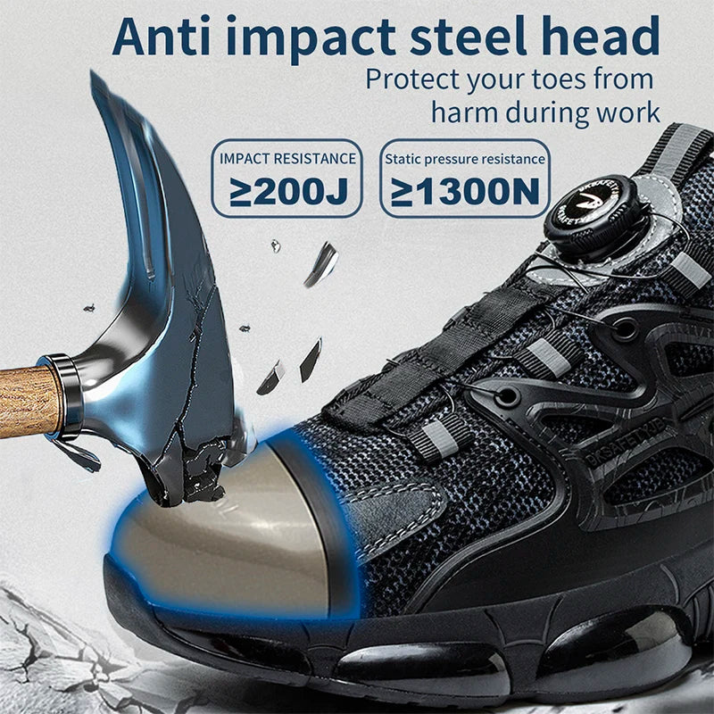 New Safety Boots Men Work Sneakers Anti-smash Indestructible Shoes Steel Toe Protective Boots Anti-puncture Work Safety Shoes