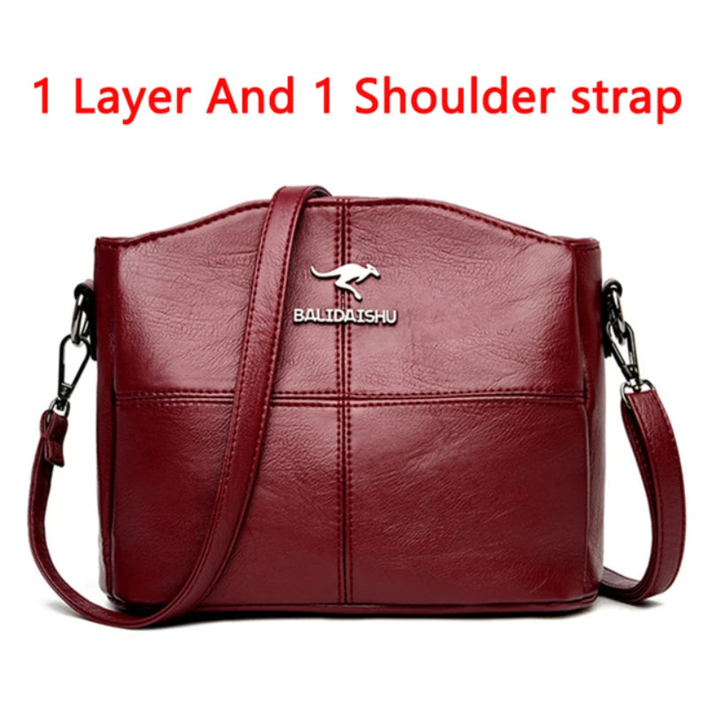 Soft Leather Handbags Women Bags Designer 3 Layers Shoulder Crossbody