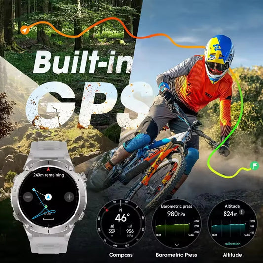 2025 Upgraded New Outdoors Sports Military GPS Smart Watch 10ATM Waterproof 730mAh High Battery Compass NFC HD BT Call Men Watch