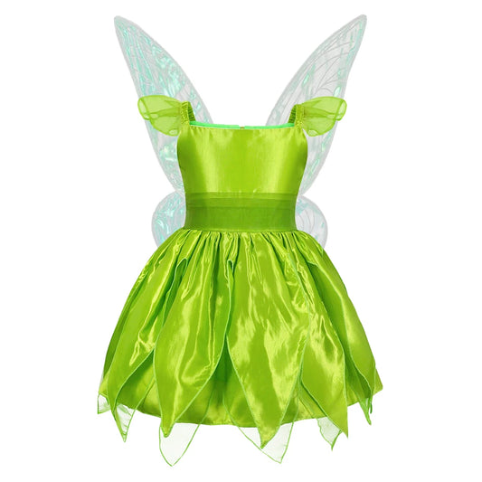 Tinkerbell Fairy Dress Girl Disney Princess Tiana Birthday Costume Halloween Party