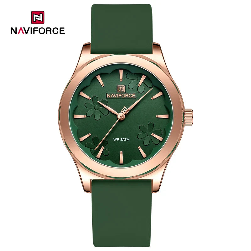 NAVIFORCE Watches for Women Creative Fashion Flower Dial Wristwatch Ladies Quartz Waterproof Shockproof Female Clock Gifts 2024
