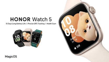 HONOR Watch 5 Smartwatch Global Version 1.85" AMOLED Display 480mAh Battery 15 days Battery life 5ATM Bluetooth 5.2 Watch IP68
