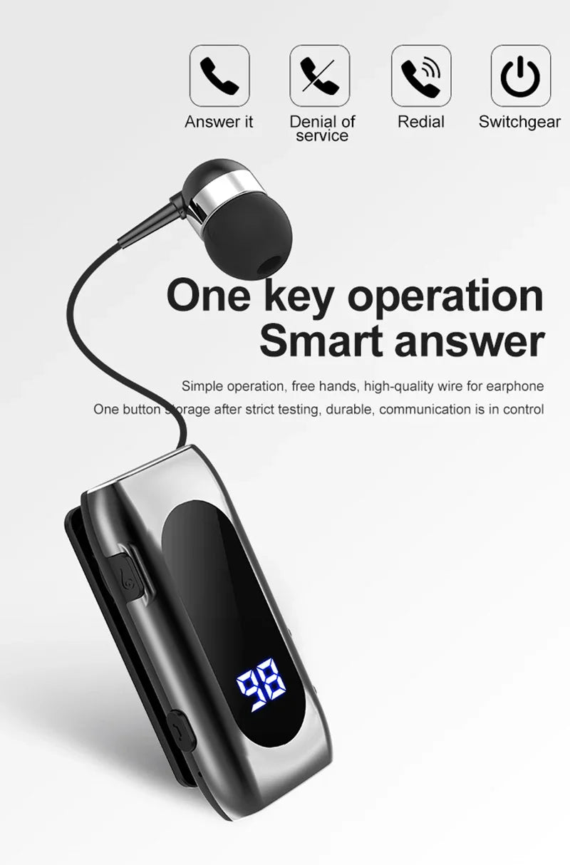 K55 Lavalier Business Bluetooth 5.2 Headphone Talk/music Time 20 Hours,led Digital Display,noice Cancelling Wireless Earphones