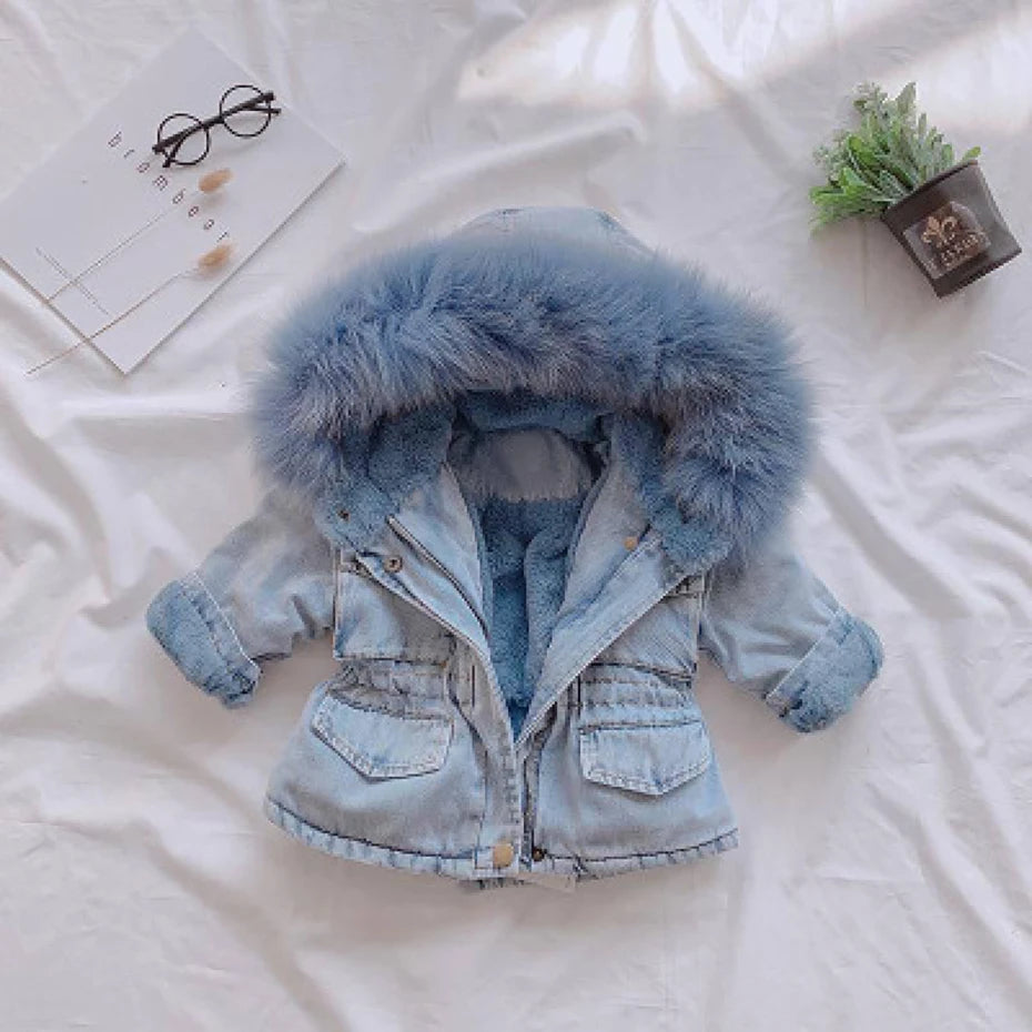 Autumn Winter Thicken Baby Boys Denim Jacket Thick Warm Children Outerwear Fashion Coat 2 3 4 5 6 7 8 Years Kids Clothes