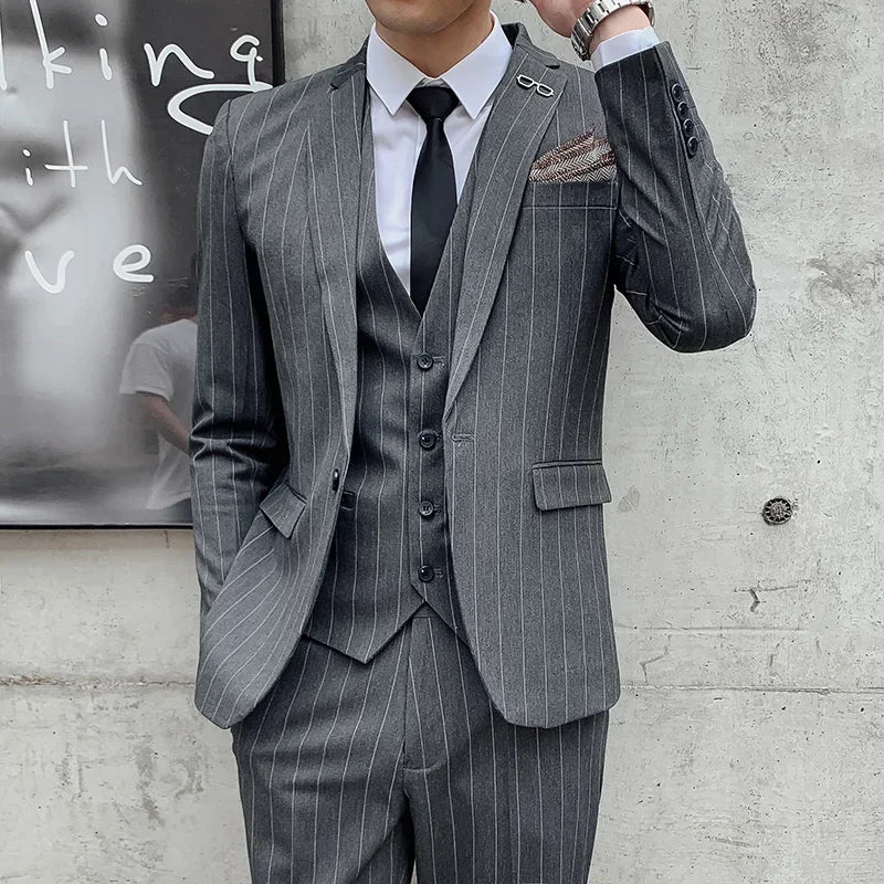 Tuxedo for Mens: Blazers Jacket Pants Vest 3 Pcs Set Fashion Men's Casual Boutique