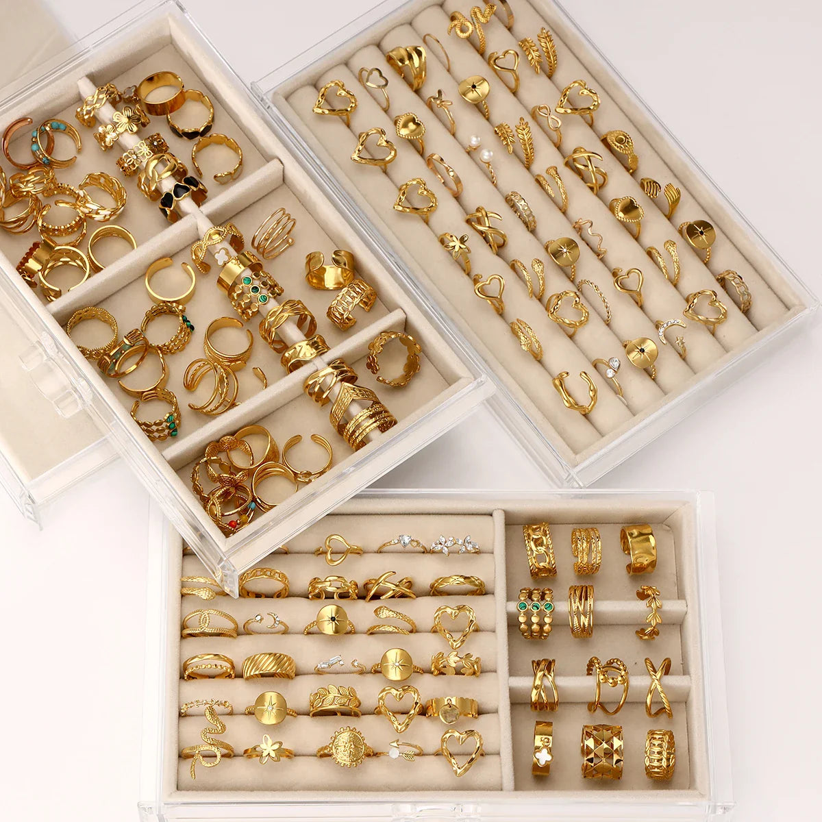 10pcs gold stainless steel women's rings are randomly shipped (without box)