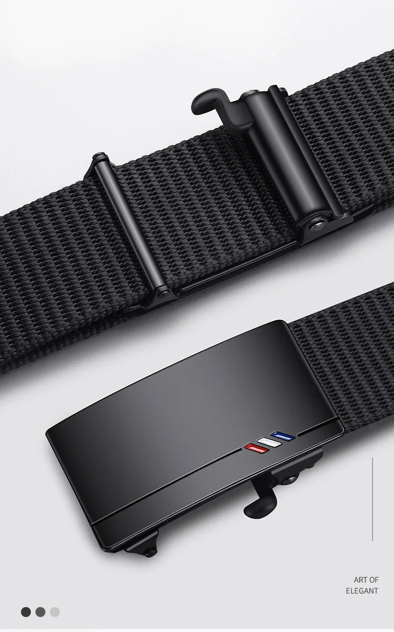 Men's Woven Belt Nylon Material Toothless Automatic Buckle Belts For men, Outdoor Sports And Leisure Strap, Fashion Jeans Belt