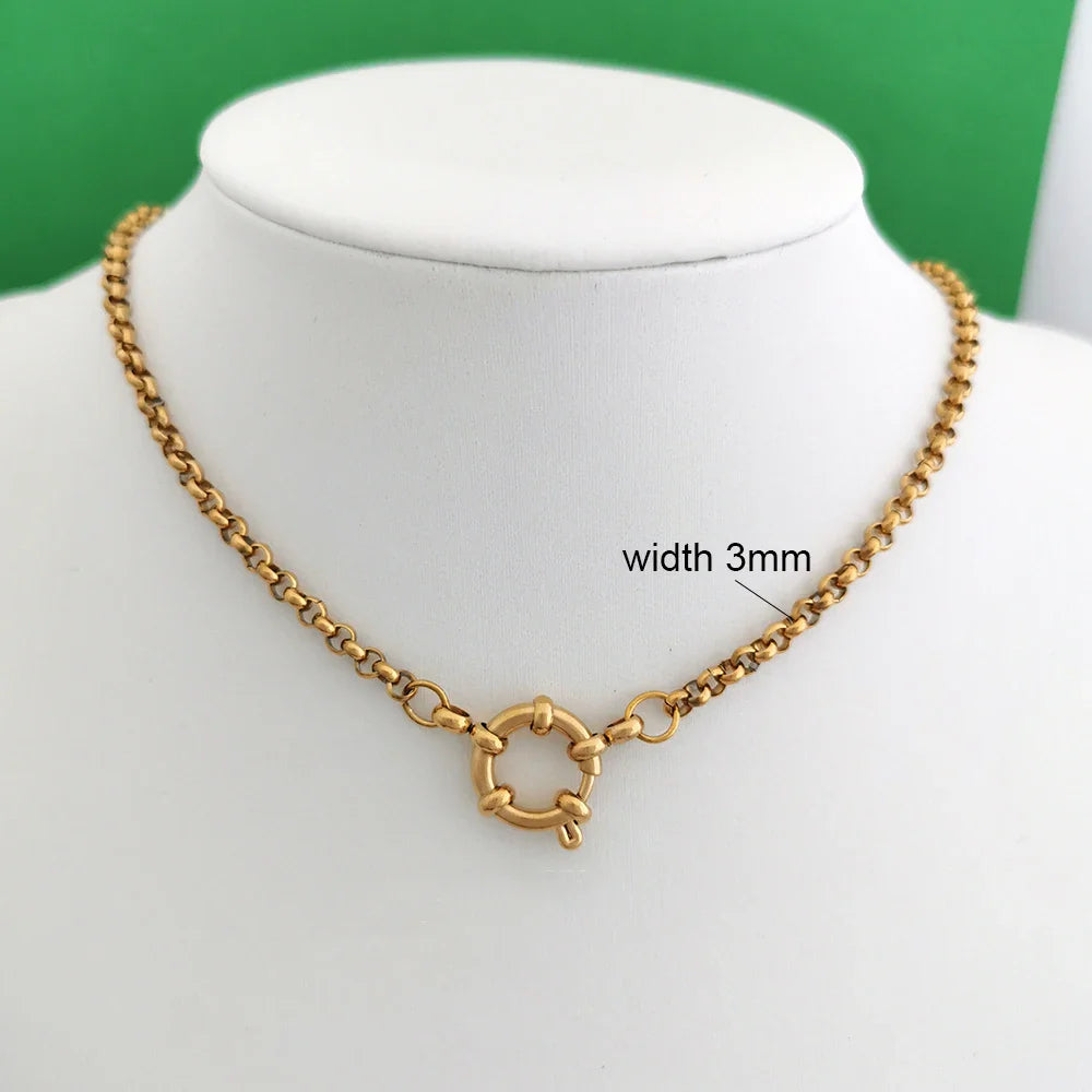 Necklace Women Men Choker Stainless Steel Geometric Rolo Link Cuba Paperclip Chain