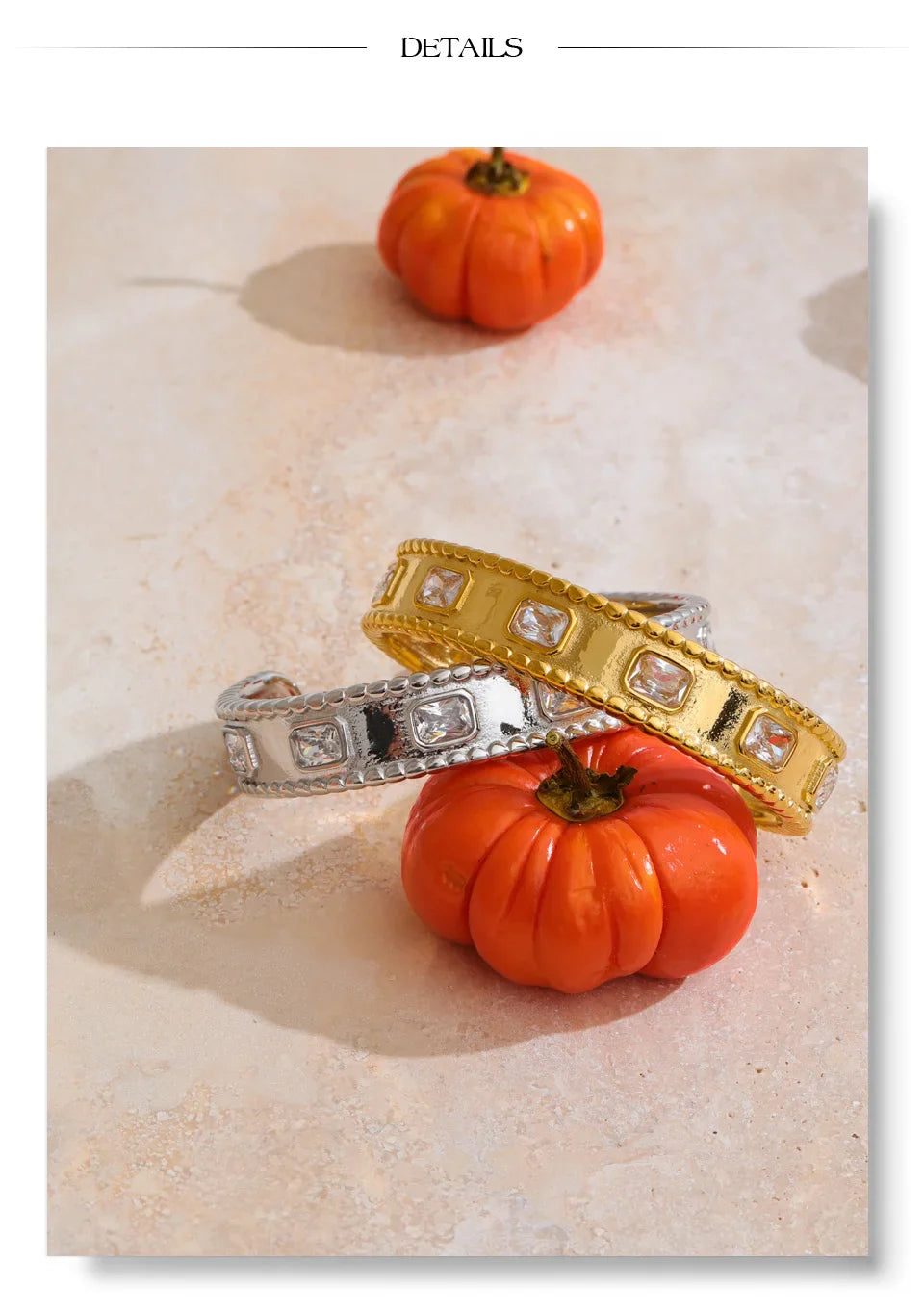 Yhpup 62mm High Quality Stainless Steel Square Zirconia Cuff Bracelet Bangle Trending Texture Premium Jewelry Recommend