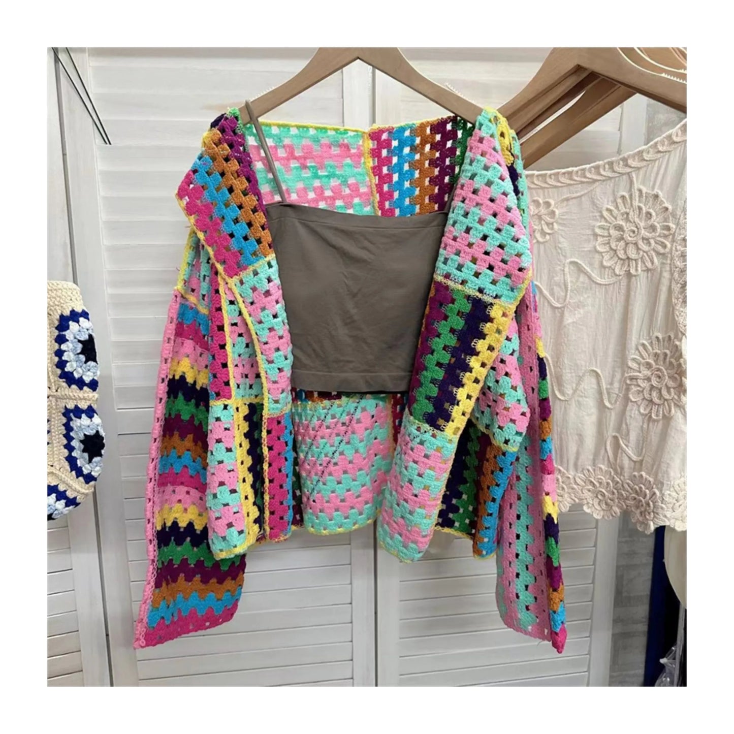 Colorful Sweater Coat Women's Autumn Fashion Unique Top Style Slim and Versatile