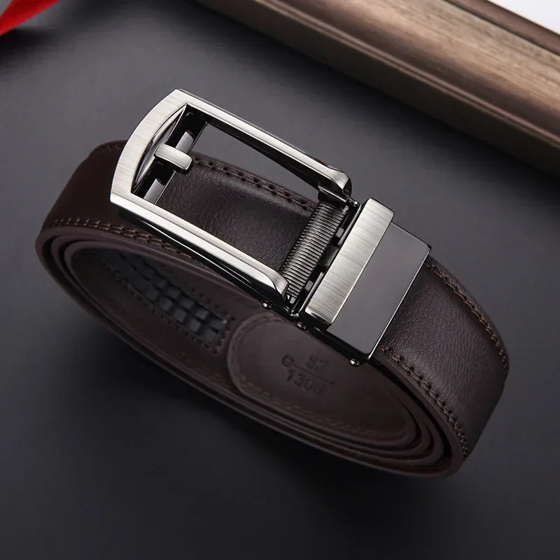 Men's Click Belt Business Luxury Designer Brand Genuine Leather Belts Jeans Automatic Adjustable Alloy Buckle Waist Straps Belts