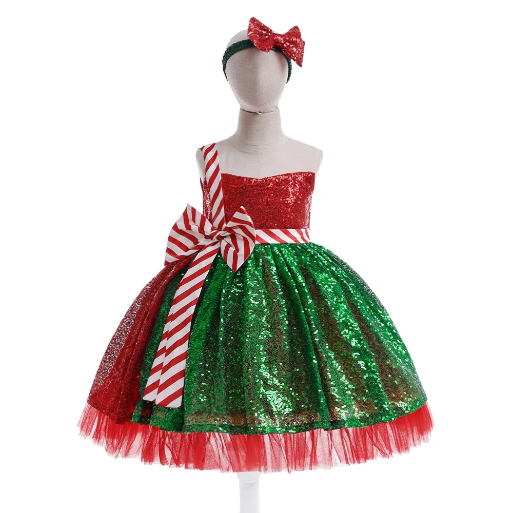 Girls Christmas Dress Kids Cartoon Snowflake Print Dress Baby Winter Snowman Holiday Girl Children Clothing