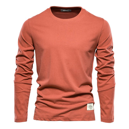 100% Cotton Long Sleeve T Shirt For Men Solid Spring Casual Mens T-shirts High Quality Male Tops Classic Clothes Men's T-shirts