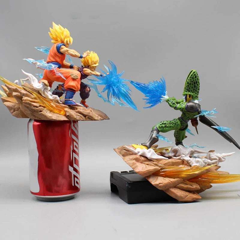 Dragon Ball Z Son Goku Gohan VS Cell Anime Figures Cell Salu Figurine Pvc Statue Model Doll Desk Collectible Decora Toys Gifts