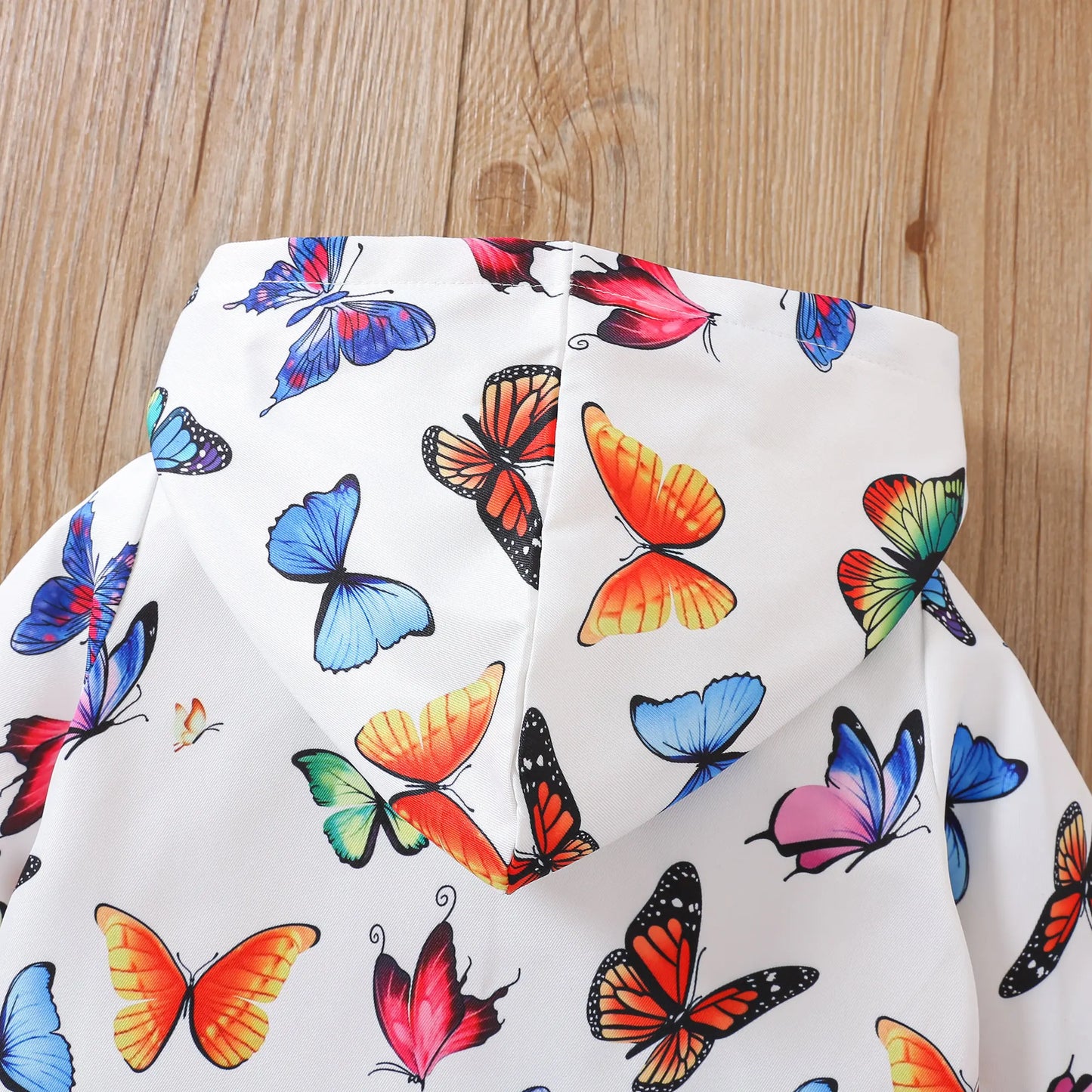 Explosive girls autumn hooded sweater cartoon butterfly print long-sleeved casual jacket kids fashion windbreaker baby clothing