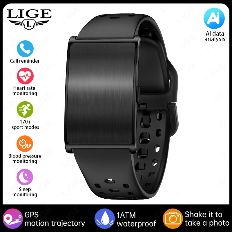 LIGE AI Health Smart Bracelet Fitness Tracker Men Women Sleep Tracking Smart Watch Heart Rate Stress Blood Pressure Monitor Band
