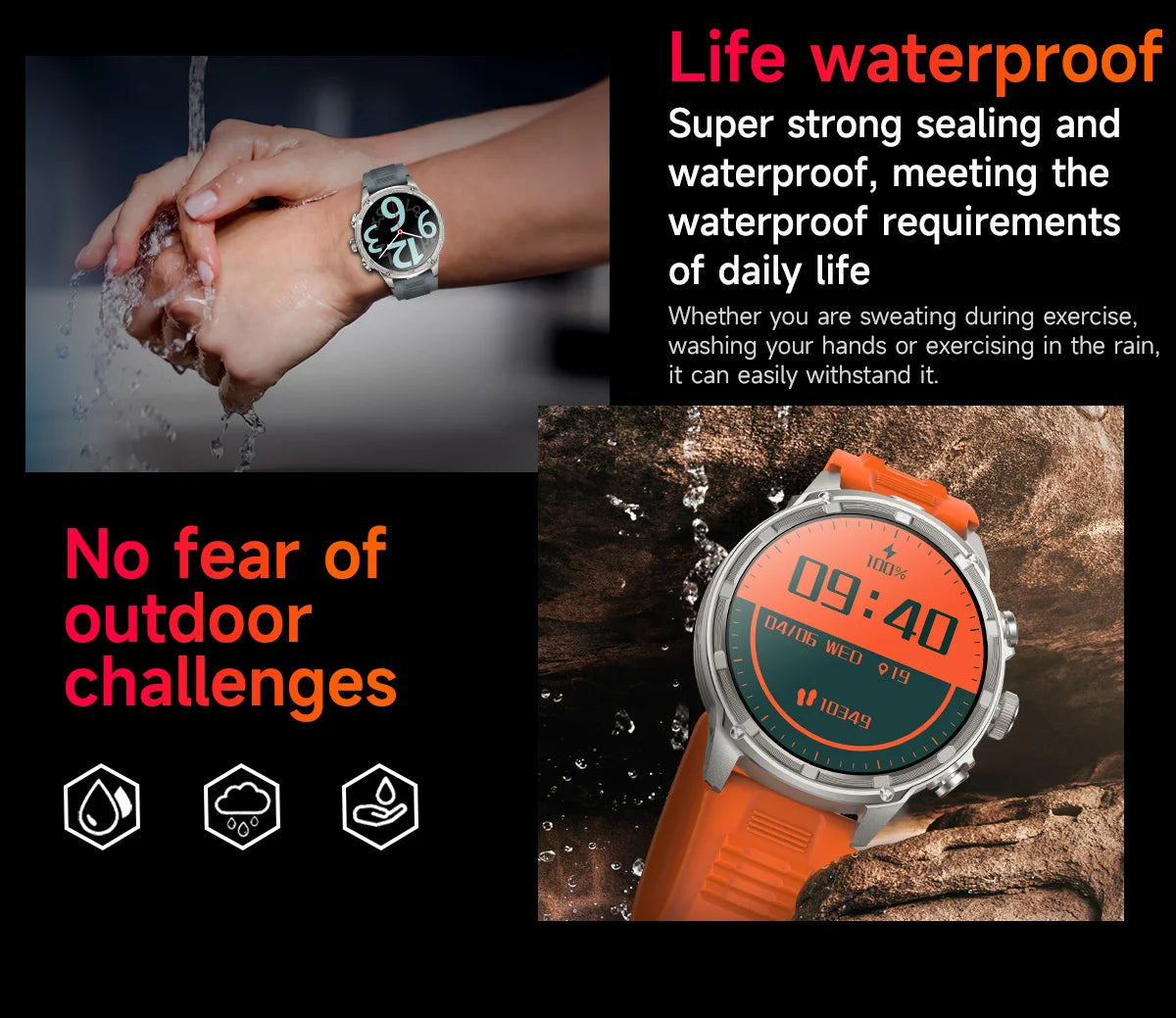 New T-Rex3 710mAh Large Battery Durable Adult Smart Watch 1.85-inch GPS trackr Compass 3ATM Waterproof BT Call Sports Smartwat