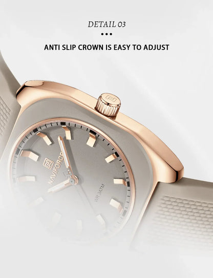 NAVIFORCE Fashion Women's Casual Elegant Simple Polygon Quartz Silicone Watch Gift for Women Wristwatch Casual Relogio Feminino