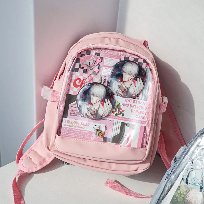Y2K Cute Mini Backpack Women Kawaii Ita Bag Sweet Girl Transparent Rucksack DIY Personality Display Knapsack Lolita Shoulder Bag