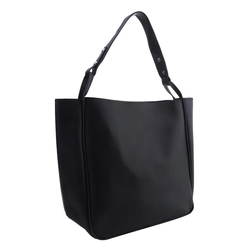 Women Bucket Shoulder Bags New Solid Color Handbags Retro Large Capacity