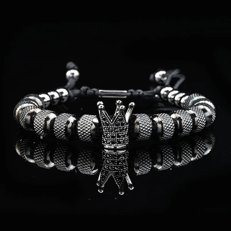 3Pcs Luxury Set Crown Charms Man Bracelet Roman Gold Women Bangles Hand Jewelry Valentine's Day Gift Creative Bracelet