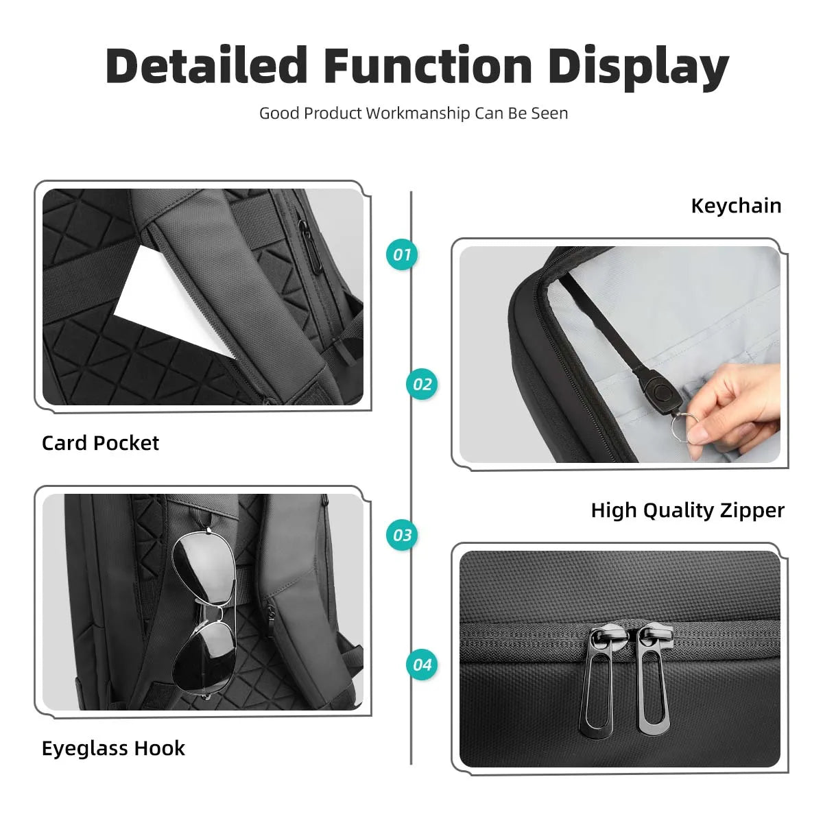 Heroic Knight Multifunctional Men's Backpack 15.6" Laptop Backpack Waterproof Large Capacity Work Travel Backpack with USB Port