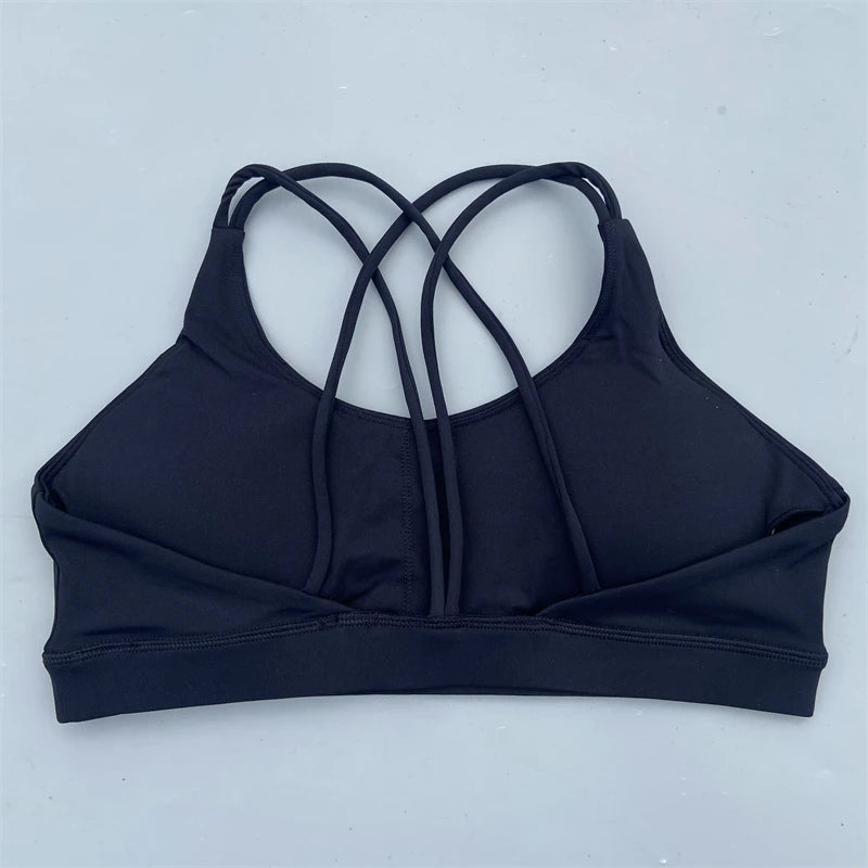 Women Cross Straps Sports Bra Gym Workout Crop Top Yoga Vest