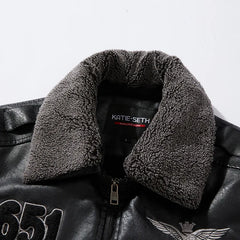 Men Autumn Jacket Bomber Biker Zipper Motorcycle Faux Fur Coat Male Fleece Pilot