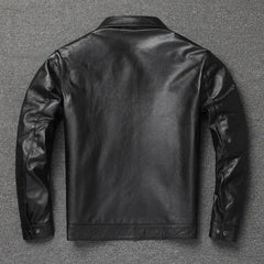 Genuine Leather Jacket Men Vintage Natural Cowskin Coat