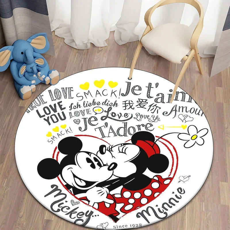 Minnie Mickey Mouse,beauty Cartoon HD Printed Round Carpet, Bedroom, Balcony