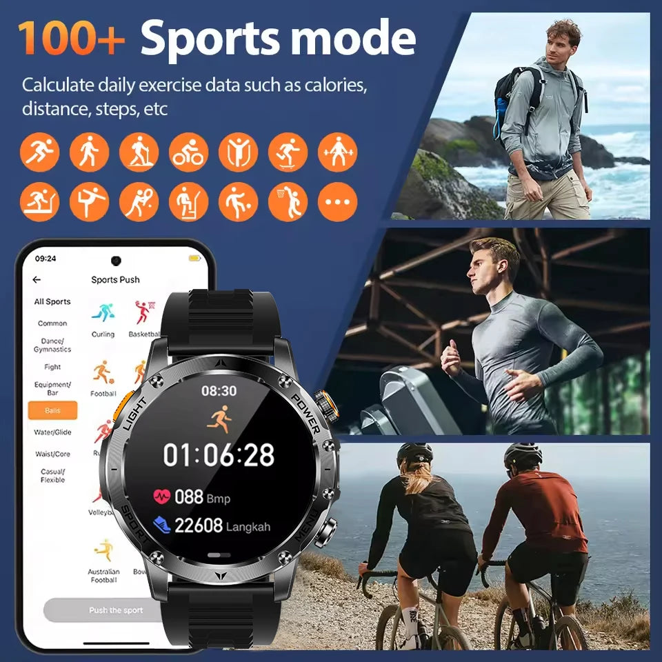 2025 New GPS Outdoor Sports Smart Watch Men AMOLED Screen NFC Flashlight Heart rate Waterproof Bluetooth Call 1000mAh SmartWatch
