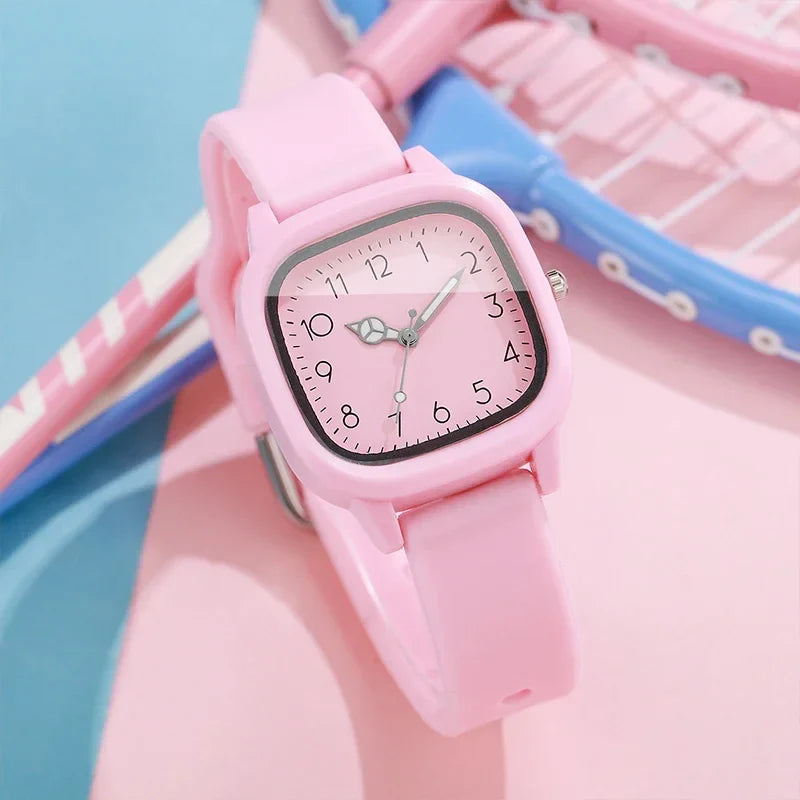 1/10PCS Fashion Square Women Watches Casual Silicone Band Quartz Wristwatch for Girls Clock Reloj Mujer（Without Box）