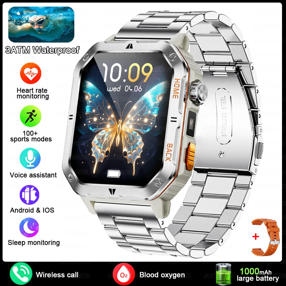 New 1000mAh Battery Outdoor Sports Smart Watch 2.01 inch HD Screen LED Flashlight Bluetooth Talking SmartWatches For Men Women