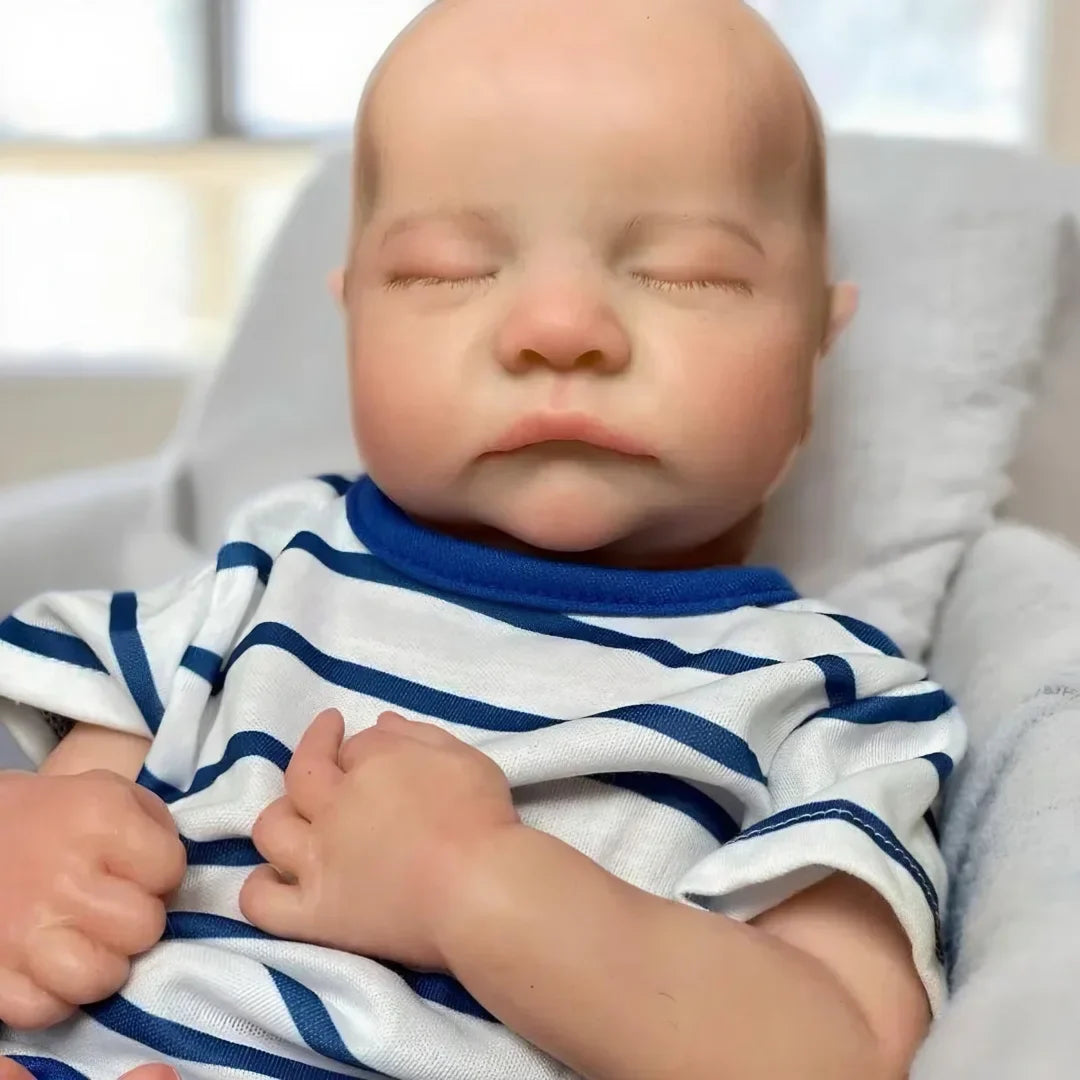16Inch Open Mouth & Washable Levi Soft Silicone Bebe Reborn Boy Doll With 3D Painted Skin Lifelike Realistic Newborn Boy Doll