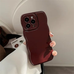 Korean Air Cushion Wave Gorgeous Wine Red Phone Case For iPhone 16 11 12 13 14 Plus 15 Pro Max Protection Shockproof Soft Cover