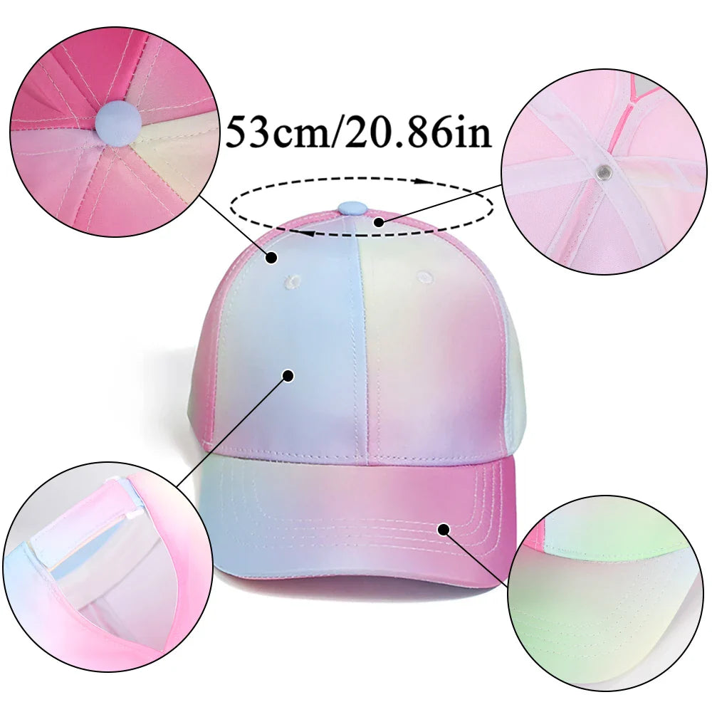 Hot High Ponytail Kids Hat Baseball Cap For Girls Boys Travel Sun Hat Adjustable Children Peaked Caps Hollow Back Ponytail Caps