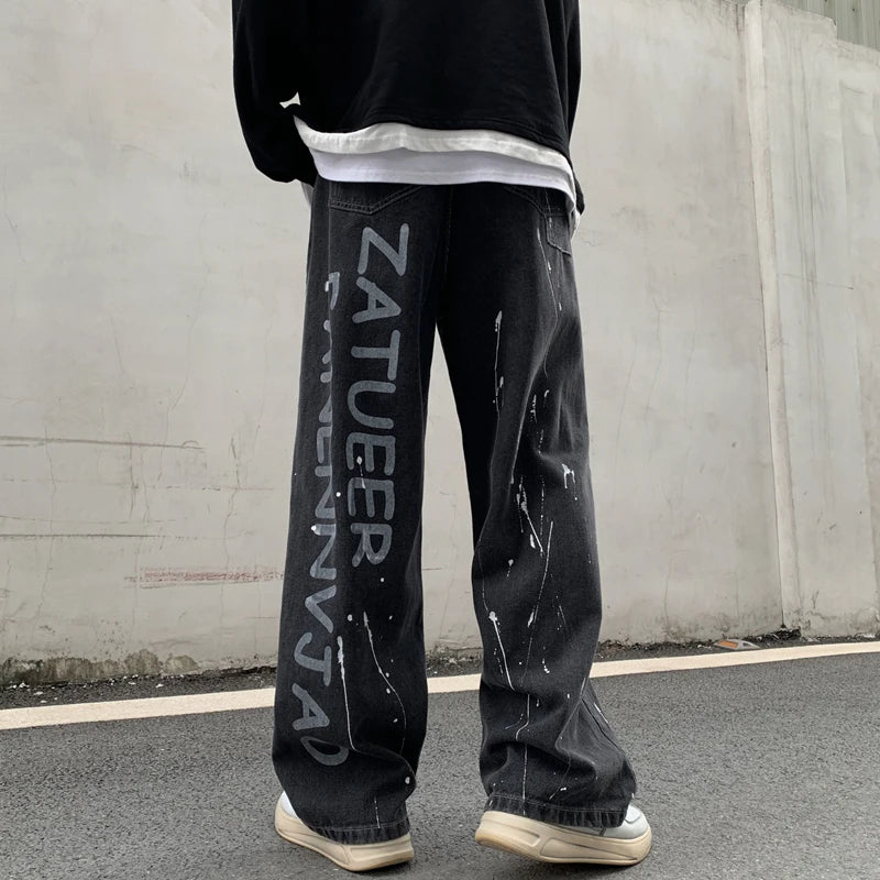 Y2k Womens Boyfriend Baggy Jeans Men White Denim Trouser Korean Streetwear