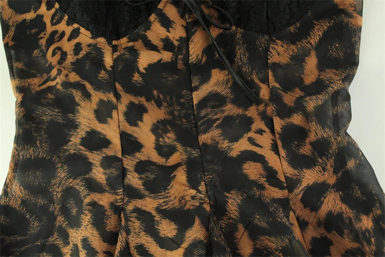 CNYISHE Party Leopard Backless Women Dresses V Neck Sleeveless Sheath Bodycon Lace-up Sexy Club Fashion Female Vestidos Robes