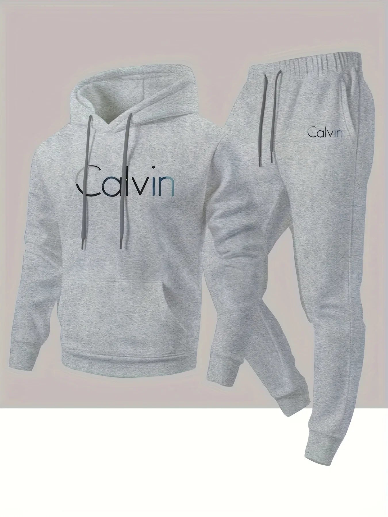 New Calvin Tracksuit for Men  Hoodie & Jogger SetHip Hop Streetwear Casual Workout Outfit Fall Winter Fashion Gym Athletic Wear