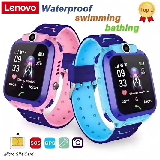 Lenovo Kids Smart Watch SOS GPS Location Tracke Sim Card Call Child SmartWatch Camera Waterproof Watch Gift For Ios Android NEW