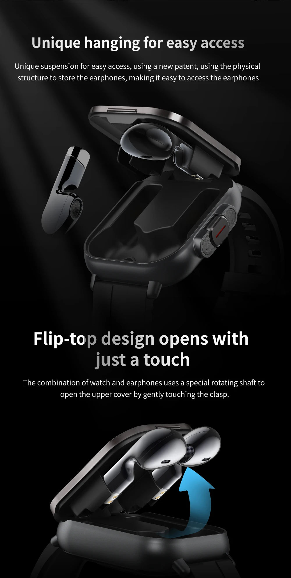 NFC Smart Watch TWS 2-in-1 Headset Bluetooth Call Heart Rate Blood Pressure Health Monitoring Headphones Play Music Smartwatch
