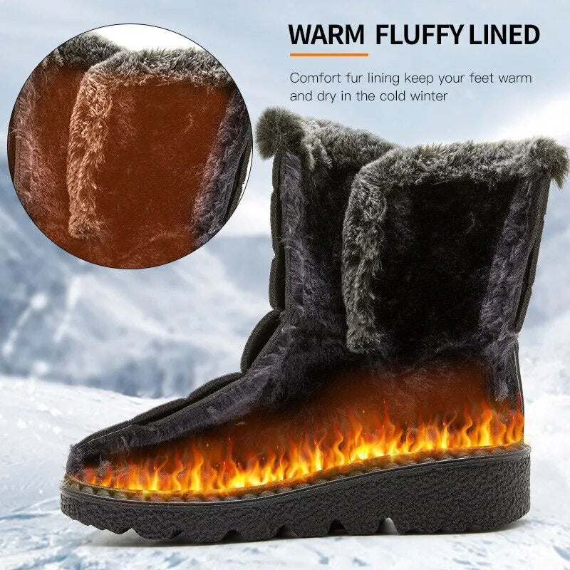 Waterproof Winter for Fur Long Platform Snow Warm Cotton Couples Shoes Plush