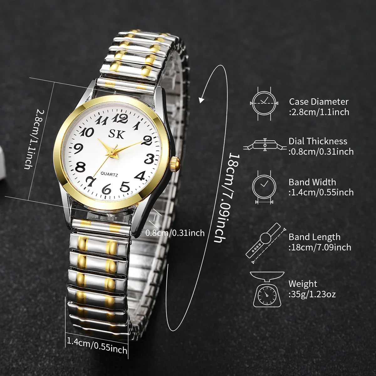 Elegant Small Dial Women Watches Fashion Elastic Strap Quartz Watch Reloj Mujer（Without Box）