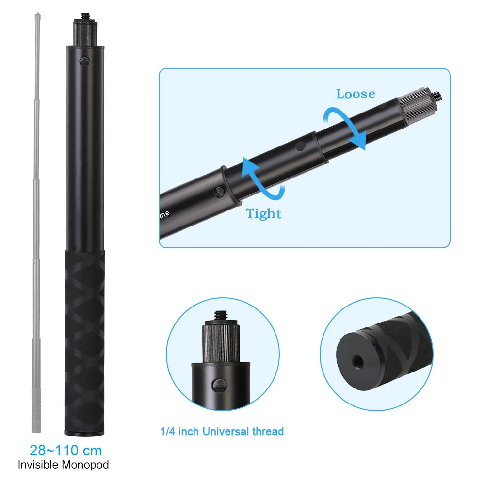 3m Metal Invisible Extended Edition Selfie Stick Scalable Monopod