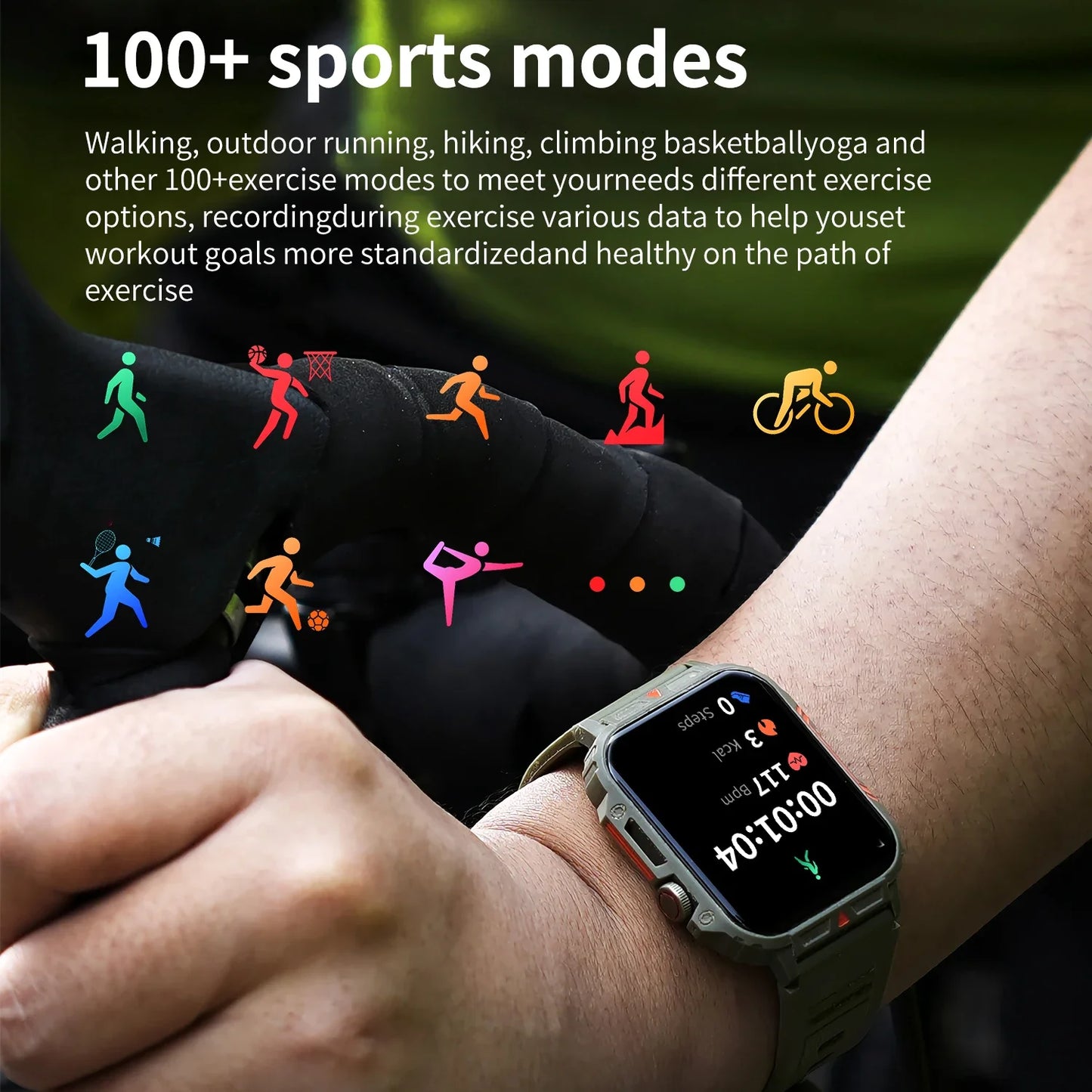Military Men Smart Watch Health Monitor Wireless Call Smartwatch Fitness IP68 Waterproof Sports Watches for Women Android 2025