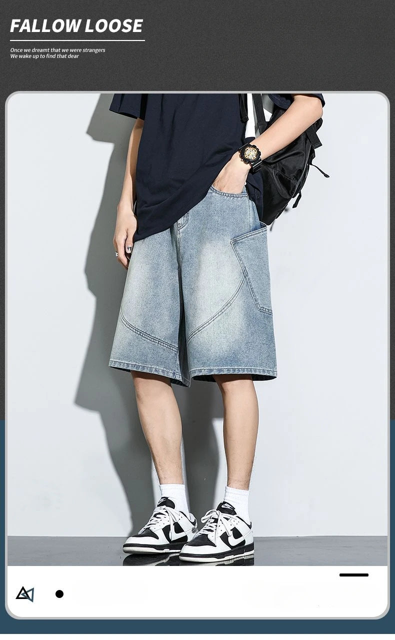 Baggy Denim Shorts Fashion Casual Straight Harajuku Jeans